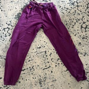 Aviator Nation Purple Joggers with Elastic Waistband and Tapered Legs